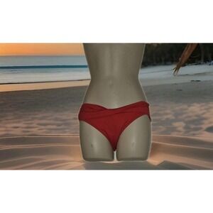 Seafolly Australia Women's Goddess Twist Bikini‎ Swimsuit Bottoms Red Size 4